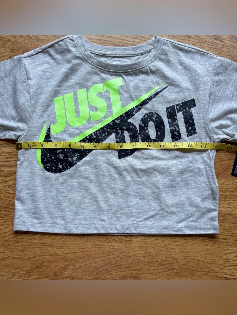 Nike Girls Grey Crop Tee Neon Green 'Just Do It’ Bike Shorts Play Set Sz 5 NEW